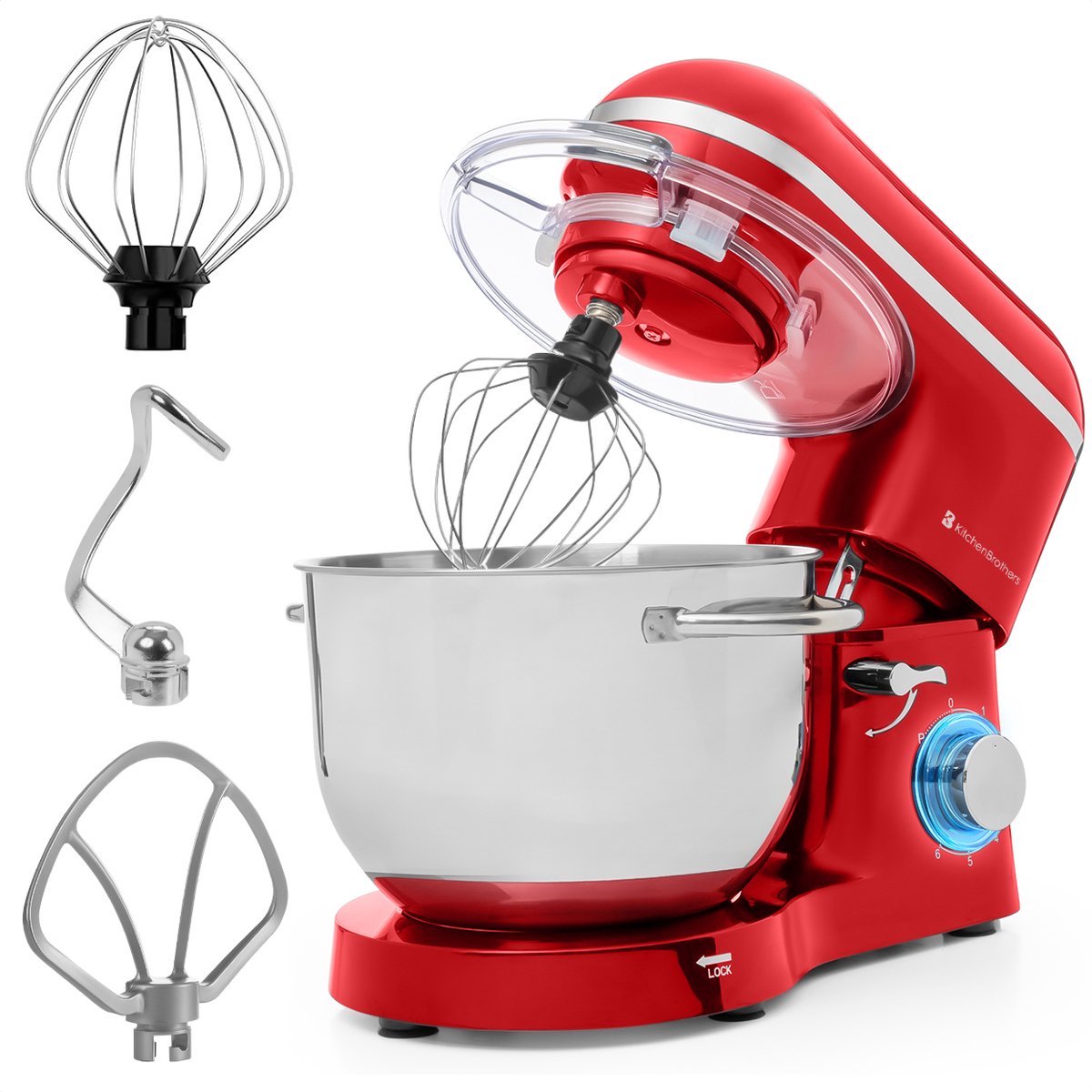 Luchtpost nieuwigheid beweging Fischer Cooking® | XL Keukenmachine | 6.5L | 1900W | Retro Red Line |  Inclusief Garde,... | bol.com