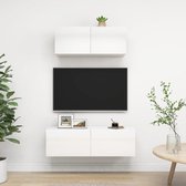 2-delige Tv-meubelset spaanplaat hoogglans wit