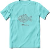 I Love Fishing - Vissen T-Shirt | Grijs | Grappig Verjaardag Vis Hobby Cadeau Shirt | Dames - Heren - Unisex | Tshirt Hengelsport Kleding Kado - Licht Blauw - XXL