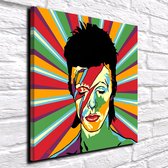 David Bowie Pop Art Canvas - 100 x 100 cm - Canvasprint - Op dennenhouten kader - Geprint Schilderij - Popart Wanddecoratie