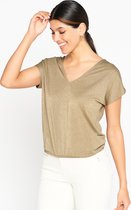 LOLALIZA Lurex t-shirt - Khaki - Maat L