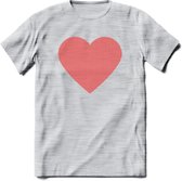 Valentijn Hart T-Shirt | Grappig Valentijnsdag Cadeautje voor Hem en Haar | Dames - Heren - Unisex | Kleding Cadeau | - Licht Grijs - Gemaleerd - 3XL