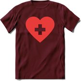 Valentijn Hart T-Shirt | Grappig Valentijnsdag Cadeautje voor Hem en Haar | Dames - Heren - Unisex | Kleding Cadeau | - Burgundy - L