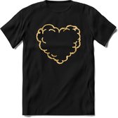 Valentijn Goud Hart T-Shirt | Grappig Valentijnsdag Cadeautje voor Hem en Haar | Dames - Heren - Unisex | Kleding Cadeau | - Zwart - XXL