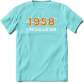 1958 Limited Edition T-Shirt | Goud - Zilver | Grappig Verjaardag en Feest Cadeau Shirt | Dames - Heren - Unisex | Tshirt Kleding Kado | - Licht Blauw - XXL