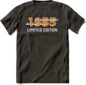 1955 Limited Edition T-Shirt | Goud - Zilver | Grappig Verjaardag en Feest Cadeau Shirt | Dames - Heren - Unisex | Tshirt Kleding Kado | - Donker Grijs - XL