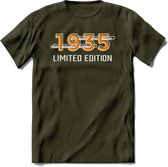 1935 Limited Edition T-Shirt | Goud - Zilver | Grappig Verjaardag en Feest Cadeau Shirt | Dames - Heren - Unisex | Tshirt Kleding Kado | - Leger Groen - M