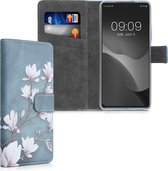 kwmobile telefoonhoesje voor Xiaomi Mi 11i / Poco F3 - Hoesje met pasjeshouder in taupe / wit / blauwgrijs - Magnolia design