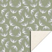 Cadeaupapier / inpakpapier - Birds Old Green - 70x300 cm - Groen - Vogels