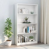 Decoways - Boekenkast met 4 schappen 80x24x142 cm spaanplaat wit