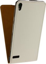 Huawei Ascend P6 Hoesje - Mobilize - Ultra Slim Serie - Kunstlederen Flipcase - Wit - Hoesje Geschikt Voor Huawei Ascend P6