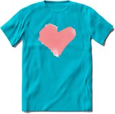 Valentijn Pastel waterverf Hart T-Shirt | Grappig Valentijnsdag Cadeautje voor Hem en Haar | Dames - Heren - Unisex | Kleding Cadeau | - Blauw - 3XL