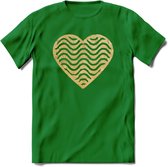 Valentijn Goud Hart T-Shirt | Grappig Valentijnsdag Cadeautje voor Hem en Haar | Dames - Heren - Unisex | Kleding Cadeau | - Donker Groen - L