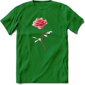 Valentijn roos Hart T-Shirt | Grappig Valentijnsdag Cadeautje voor Hem en Haar | Dames - Heren - Unisex | Kleding Cadeau | - Donker Groen - 3XL