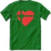 Valentijn Hart T-Shirt | Grappig Valentijnsdag Cadeautje voor Hem en Haar | Dames - Heren - Unisex | Kleding Cadeau | - Donker Groen - XXL