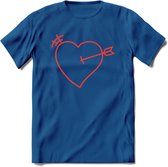 Valentijn Hart T-Shirt | Grappig Valentijnsdag Cadeautje voor Hem en Haar | Dames - Heren - Unisex | Kleding Cadeau | - Donker Blauw - 3XL