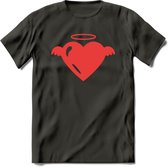 Valentijn Hart T-Shirt | Grappig Valentijnsdag Cadeautje voor Hem en Haar | Dames - Heren - Unisex | Kleding Cadeau | - Donker Grijs - XXL