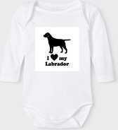 Baby Rompertje met tekst 'Labrador' |Lange mouw l | wit zwart | maat 50/56 | cadeau | Kraamcadeau | Kraamkado