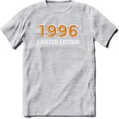 1996 Limited Edition T-Shirt | Goud - Zilver | Grappig Verjaardag en Feest Cadeau Shirt | Dames - Heren - Unisex | Tshirt Kleding Kado | - Licht Grijs - Gemaleerd - L