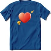 Valentijn Hart T-Shirt | Grappig Valentijnsdag Cadeautje voor Hem en Haar | Dames - Heren - Unisex | Kleding Cadeau | - Donker Blauw - S