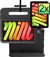Hoesje Geschikt voor iPad Mini 6 Hoesje Kinderhoes Shockproof Hoes Kids Case Met 2x Screenprotector - Zwart