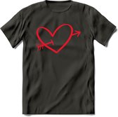 Valentijn Hart T-Shirt | Grappig Valentijnsdag Cadeautje voor Hem en Haar | Dames - Heren - Unisex | Kleding Cadeau | - Donker Grijs - 3XL
