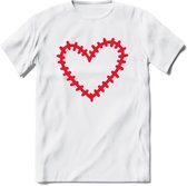 Valentijn Hart T-Shirt | Grappig Valentijnsdag Cadeautje voor Hem en Haar | Dames - Heren - Unisex | Kleding Cadeau | - Wit - S