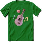 Valentijn muziek T-Shirt | Grappig gitaar Valentijnsdag Cadeautje voor Hem en Haar | Dames - Heren - Unisex | Kleding Cadeau | - Donker Groen - M