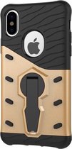 Apple iPhone X/10 Hoesje - Mobigear - Grip Stand Serie - Hard Kunststof Backcover - Goud - Hoesje Geschikt Voor Apple iPhone X/10