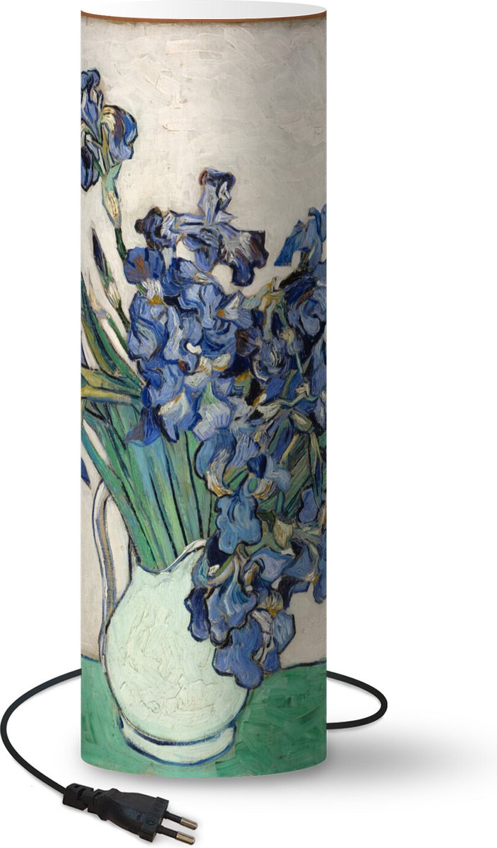Lamp - Nachtlampje - Tafellamp slaapkamer - Stilleven van irissen - Vincent van Gogh - 70 cm hoog - Ø22.3 cm - Inclusief LED lamp
