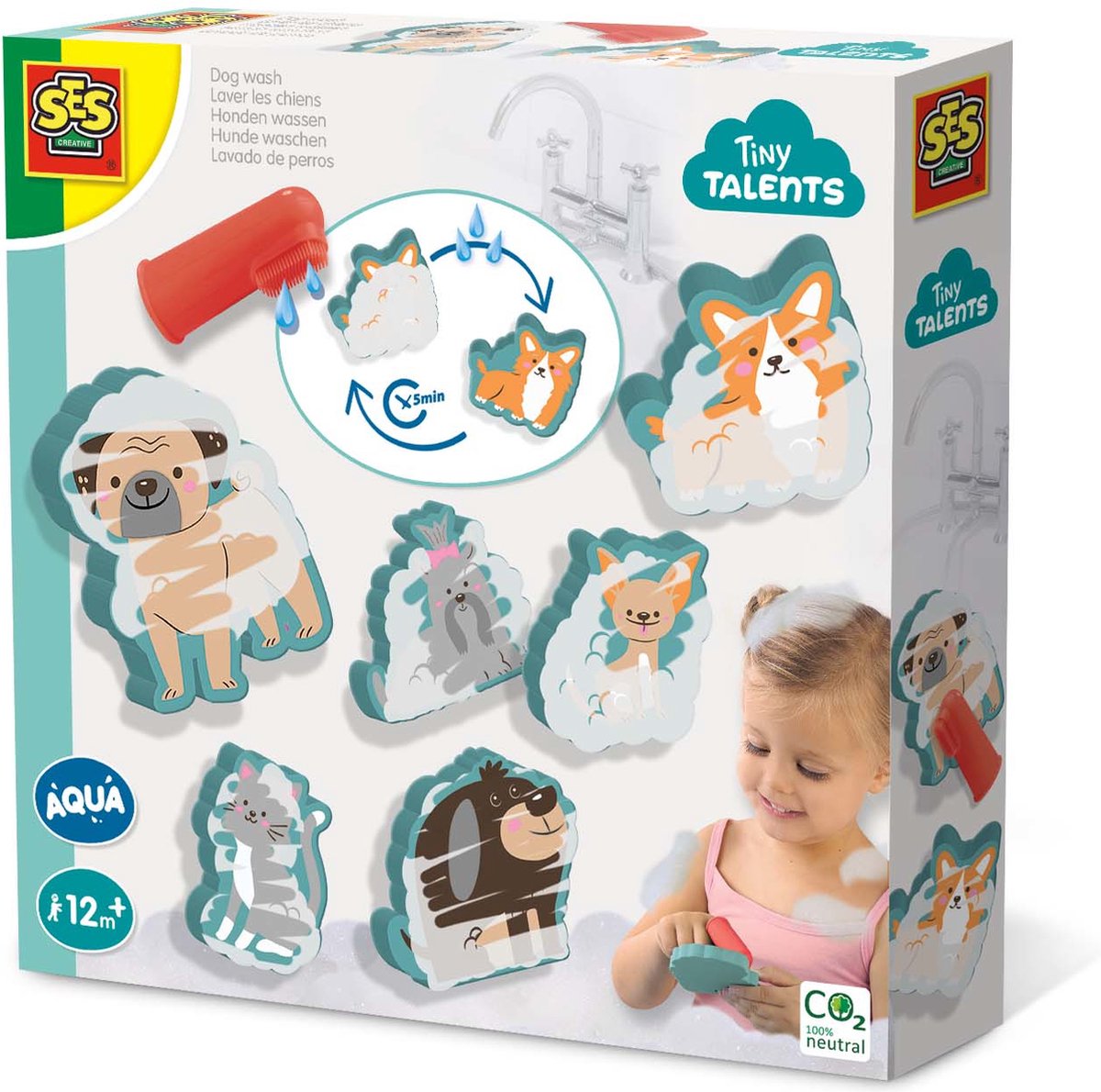 SES - Tiny Talents - Badspeelgoed - Honden wassen - na 5 minuten opnieuw te gebruiken - Speelgoed 1 jaar