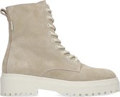 Manfield - Dames - Beige suède veterboots - Maat 38