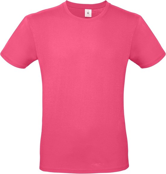 Fuchsia roze basic t-shirt met ronde hals voor heren - katoen - 145 grams - shirts / kleding L (52)