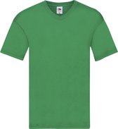Basic V-hals t-shirt katoen grasgroen voor heren - Herenkleding t-shirt grasgroen XL (EU 54)