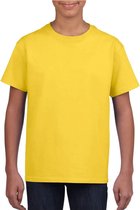 Geel basic t-shirt met ronde hals voor kinderen unisex- katoen - 145 grams - gele shirts / kleding voor jongens en meisjes S (110-116)