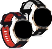 kwmobile 2x armband voor Huawei Watch GT 3 Pro (43mm) / Watch GT 3 (42mm) - Bandjes voor fitnesstracker in zwart / rood / zwart / wit