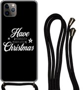 Hoesje met koord Geschikt voor iPhone 11 Pro Max - Have yourself a merry little Christmas - Kerst - Quotes - Spreuken - Siliconen - Crossbody - Backcover met Koord - Telefoonhoesje met koord - Hoesje met touw