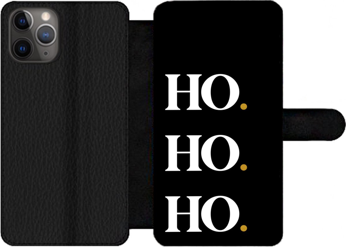 Bookcase Geschikt voor iPhone 11 Pro telefoonhoesje - Kerstmis - Kerstman - Spreuken - Ho ho ho - Quotes - Met vakjes - Wallet case met magneetsluiting