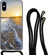 Hoesje met koord Geschikt voor iPhone XS - Het strand bij Domburg - Siliconen - Crossbody - Backcover met Koord - Telefoonhoesje met koord - Hoesje met touw