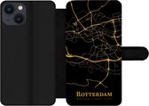 Bookcase Geschikt voor iPhone 13 telefoonhoesje - Rotterdam - Kaart - Gold - Met vakjes - Wallet case met magneetsluiting