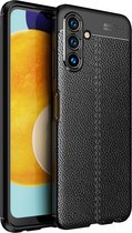 Samsung Galaxy A13 5G / A04s Hoesje Back Cover Kunstleer Textuur Zwart