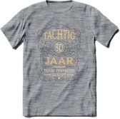 80 Jaar Legendarisch Gerijpt T-Shirt | Grijs - Ivoor | Grappig Verjaardag Cadeau | Dames - Heren | - Donker Grijs - Gemaleerd - S