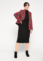 LOLALIZA Geblokte tweed blazer met knopen - Rood - Maat 48