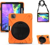 Apple iPad Air 4 10.9 (2020) Hoes - Mobigear - Shockproof Strap Serie - Hard Kunststof Backcover - Zwart / Oranje - Hoes Geschikt Voor Apple iPad Air 4 10.9 (2020)