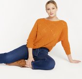 LOLALIZA Lurex trui met crochet details - Oranje - Maat S/M