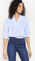 LOLALIZA Hemd met hoge franjehals - Light Blauw - Maat 46