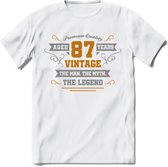 87 Jaar Legend T-Shirt | Goud - Zilver | Grappig Verjaardag Cadeau | Dames - Heren | - Wit - L