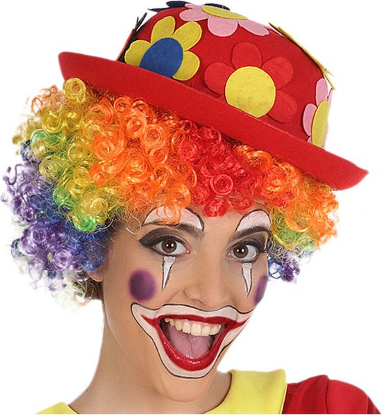 Verkleed bolhoed voor volwassenen rood met bloemen - Carnaval clown kostuum  hoedjes | bol.com