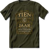 10 Jaar Legendarisch Gerijpt T-Shirt | Okergeel - Ivoor | Grappig Verjaardag Cadeau | Dames - Heren | - Leger Groen - L