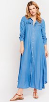 LOLALIZA Maxi overhemd jurk met denim look - Blauw - Maat 38